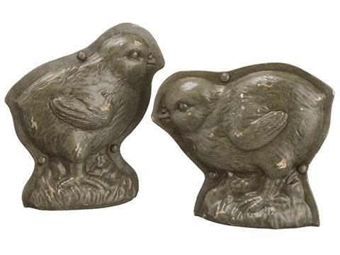 4.5"-5.5" Poly Resin Chocolate Mold Chick (2 ea/set) Green Rust (pack of 4)