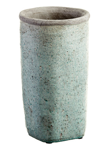 14.25"Hx8"D Stoneware Planter  Antique Green (pack of 1)