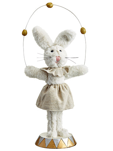 15" Circus Juggling Bunny  Beige Silver (pack of 2)