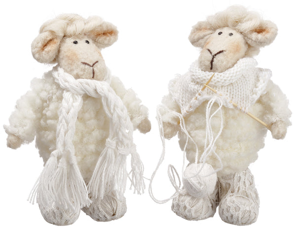 4.75" Knitting Mr. & Mrs. Sheep (2 Each/set) Cream (pack of 6)