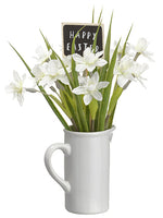 10.75" Narcissus in Ceramic Pitcher White (pack of 6)