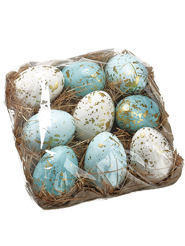 3"Hx5.5"Wx5.5"L Egg (9 ea/Crate set) Turquoise Gold (pack of 12)