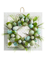 15"Wx15"L Egg Wreath on Meshed Wood Frame Blue Aqua (pack of 2)