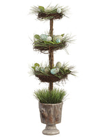 32" Bird's Nest With Egg Topiary in Cement Pot Blue Aqua (pack of 1)