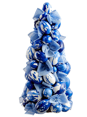 17" Egg Cone Topiary  Blue White (pack of 2)