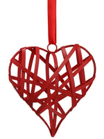5" Metal Heart Ornament  Red (pack of 6)