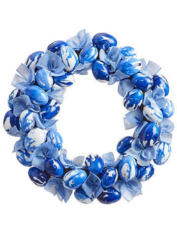17" Egg Wreath  Blue White (pack of 2)