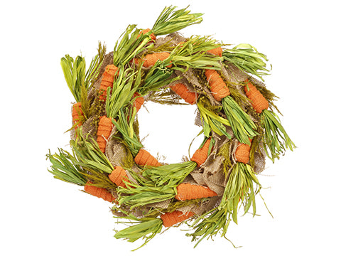 15" Carrot Wreath  Orange Green (pack of 2)
