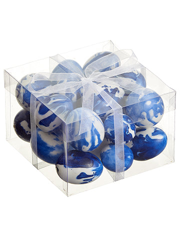 4"Hx6"Wx6"L Egg Ornament (13 ea/acetate box) Blue White (pack of 6)