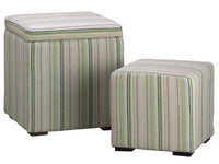 19"Hx16"Wx16"L Stripe Nested Stool (2 ea./set) Green Cream (pack of 1)