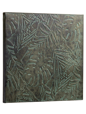 16"Wx16"L Tropical Leaf Metal Wall Decor Gray Green (pack of 2)