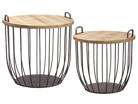 18.75"D-23"D Basket Side Table (2 ea/set) Brown Rust (pack of 1)
