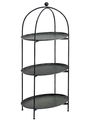 52.5"Hx24.75"L Metal Etagere Shelf x3 Gray Rust (pack of 1)