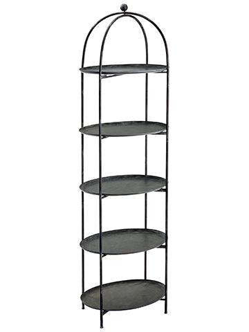 82.2"Hx24.75"L Metal Etagere Shelf x5 Gray Rust (pack of 1)