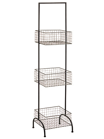 53"Hx12.5"Wx13"L Metal Etagere Shelf x3 Rust (pack of 2)