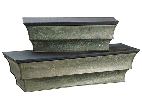 6"H-6.5"H Wood/Metal Shelf (2 ea./set) Gray Lead (pack of 2)