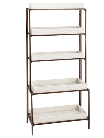 59.5"Hx14"Wx26.7"L Wood Etagere Shelf x5 White Rust (pack of 1)