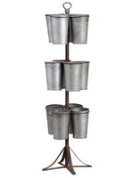36" Metal Floral Rack With 6" 12 Buckets And Liner Gray (pack of 1)