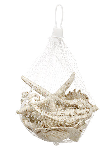 9"Wx6"L Shell/Starfish Assortment in Bag Antique White (pack of 6)