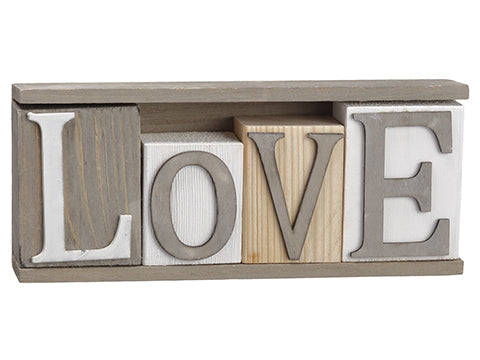 4"Hx2"Wx9.5"L Love Table Decor White Gray (pack of 12)