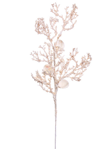 26.5" Twig Spray with Shell  Beige (pack of 12)