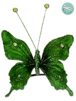 6.5" Velvet Butterfly w/Clip  Emerald (pack of 36)