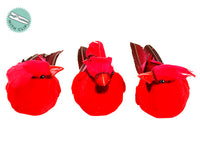 3" Cardinal with Clip (3 ea/set) Red (pack of 4)