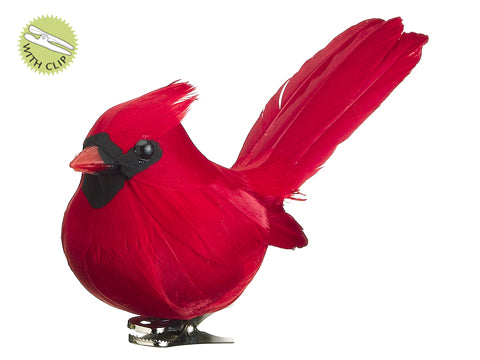 5" Cardinal Bird w/Clip  Red (pack of 12)