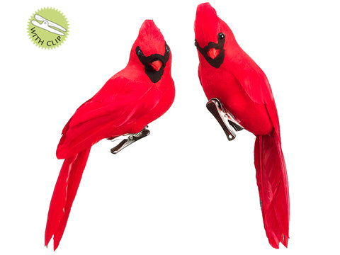 8" Cardinal with Clip in Bag (2 ea/bag) Red (pack of 6)