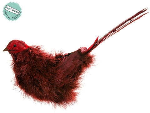 11" Bird w/Clip  Burgundy (pack of 12)