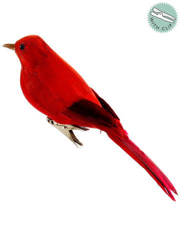 7" Summer Tanager w/Metal Clip Red (pack of 12)