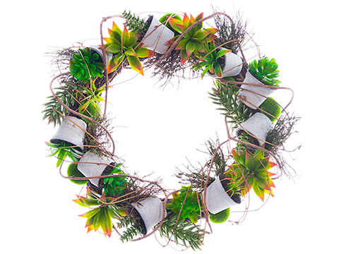 20" Succulent Garden Wreath  Green (pack of 2)