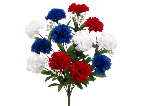 18" Carnation Bush x12  Red Blue (pack of 12)