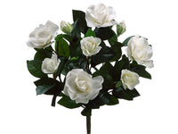 17" Gardenia Bush x9 with 7 Flowers 2 Buds and 72 Leaves Cream White (pack of 6)