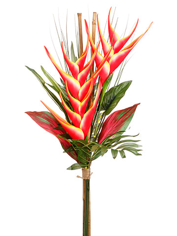 30.5" Heliconia/Grass Drop in Bundle Red Green (pack of 6)