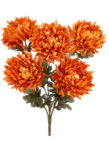 25" Large Mum Bush x5 w/Printed Lvs. Terra Cotta (pack of 6)
