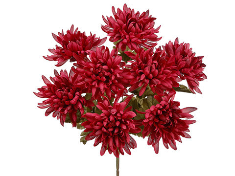 16" Mum Bush x8  Burgundy (pack of 12)