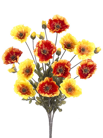 23.5" Poppy Bush x4  Flame Yellow (pack of 12)