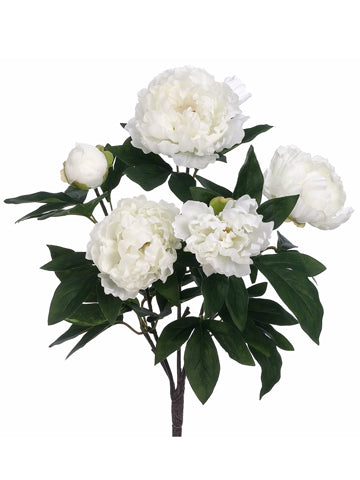 18" Peony Bush x5  White (pack of 12)