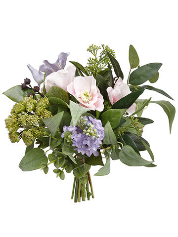 11" Anemone/Lilac/Skimmia Bouquet Pink Lilac (pack of 6)