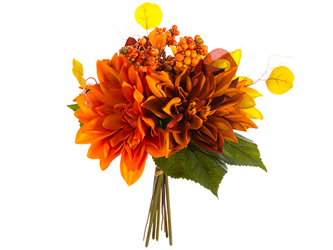 9.5" Dahlia/Berry Bouquet  Terra Cotta Mustard (pack of 12)