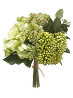 9" Hydrangea/Sedum Bouquet  Two Tone Green (pack of 6)
