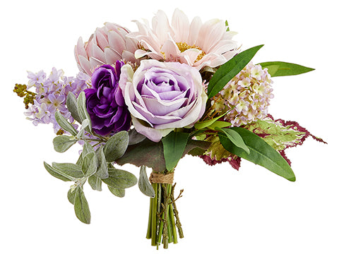 11" Rose/Sunflower/Protea Bouquet Pink Lavender (pack of 4)