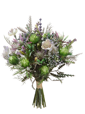 11.5" Nigella/Protea Pod Bouquet Purple Lavender (pack of 6)