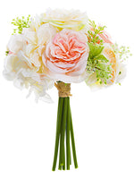10" Hydrangea/Rose Bouquet  Cream Coral (pack of 12)