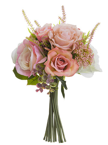 13" Rose/Peony/Allium Bouquet  Mauve Cream (pack of 6)