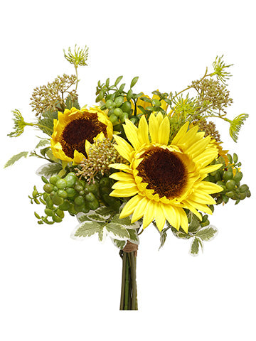 15" Sunflower/Jade Plant Bouquet Yellow Green (pack of 6)