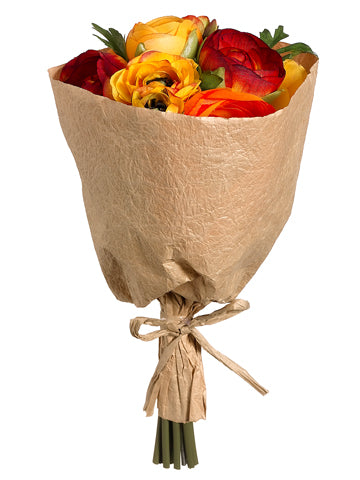9" Ranunculus Florist Bundle  Orange Yellow (pack of 6)