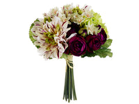 10" Dahlia/Ranunculus Bouquet  Burgundy Green (pack of 6)