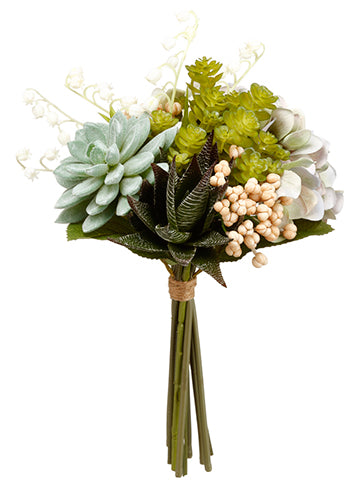 11.5" Hydrangea/Succulent Garden Bouquet Green Gray (pack of 6)